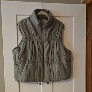 Stylish Olive Green Puffer Vest Large